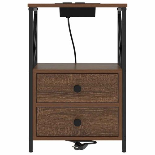 Нощен шкаф 2 pcs Кафяв дъб 40 x 31 x 60 см Инженерно дърво