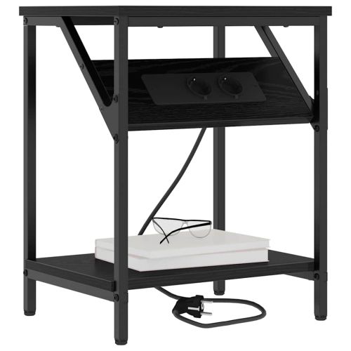 Нощен шкаф 2 pcs Черния дъб 38 x 30 x 48 см Инженерно дърво