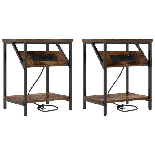 Нощен шкаф 2 pcs Димян дъб 38 x 30 x 48 см Инженерно дърво