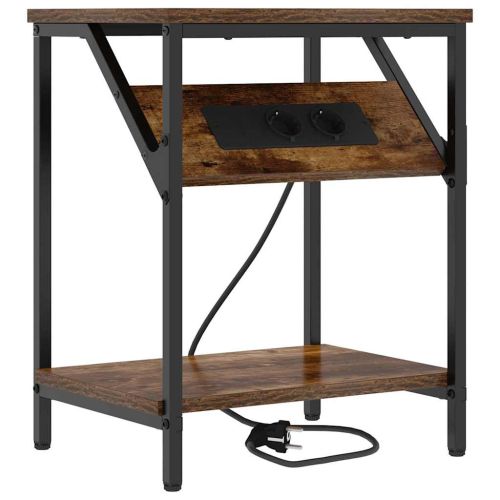 Нощен шкаф 2 pcs Димян дъб 38 x 30 x 48 см Инженерно дърво