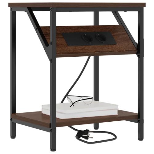 Нощен шкаф 2 pcs Кафяв дъб 38 x 30 x 48 см Инженерно дърво