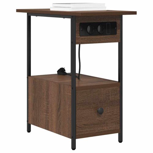 Нощен шкаф с чекмедже Кафяв дъб 60 x 30 x 61 см Инженерно дърво