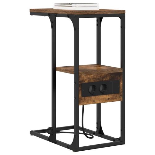 Нощен шкаф Опушен дъб 41.5 x 26 x 60.5 см Инженерно дърво