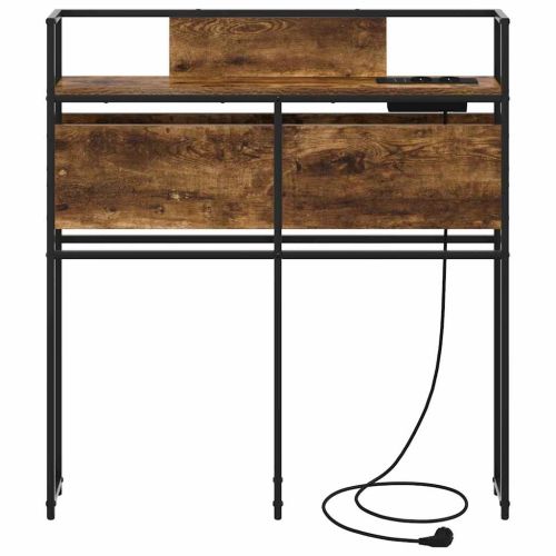 Табла за съхранение с рафт Опушен дъб 90 cm Инженерно дърво