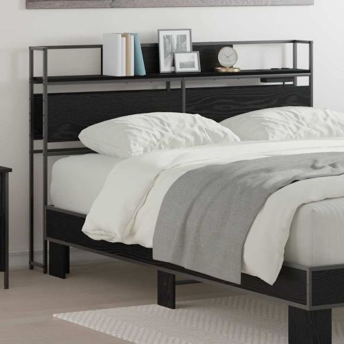 Табла за съхранение с рафт Черен дъб 120 cm Инженерно дърво