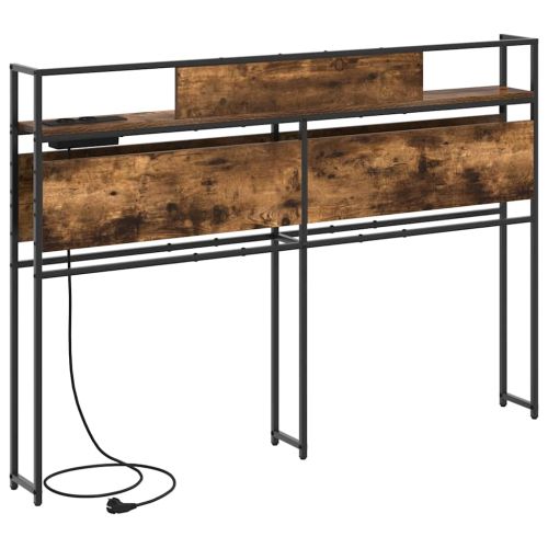 Табла за съхранение с рафт Опушен дъб 120 cm Инженерно дърво