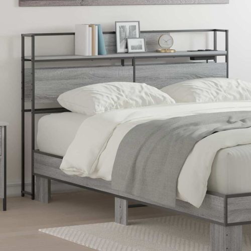 Табла за съхранение с рафт Сив сонома 120 cm Инженерно дърво