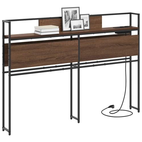 Табла за съхранение с рафт Кафяв дъб 120 cm Инженерно дърво