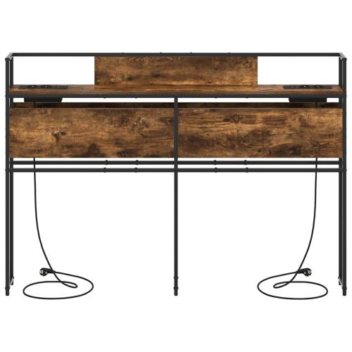 Табла за съхранение с рафт Опушен дъб 140 cm Инженерно дърво