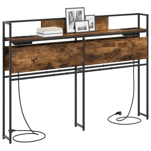 Табла за съхранение с рафт Опушен дъб 150 cm Инженерно дърво