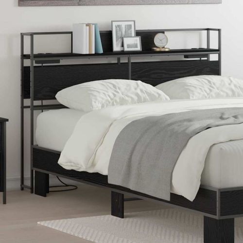 Табла за съхранение с рафт Черен дъб 160 cm Инженерно дърво