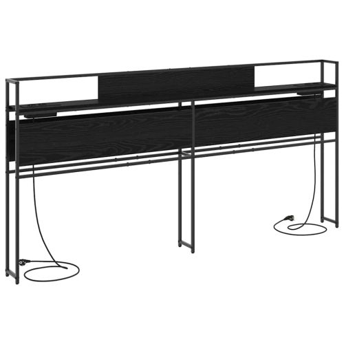 Табла за съхранение с рафт Черен дъб 200 cm Инженерно дърво