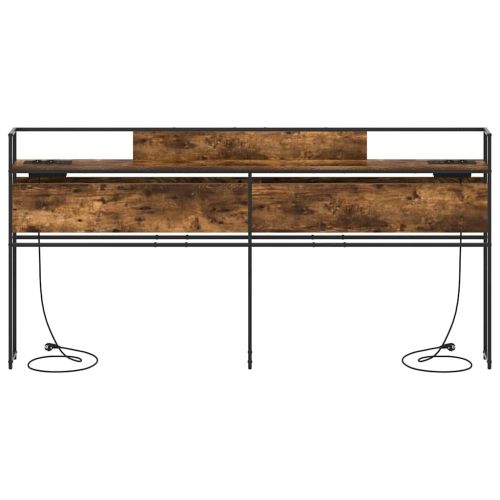 Табла за съхранение с рафт Опушен дъб 200 cm Инженерно дърво