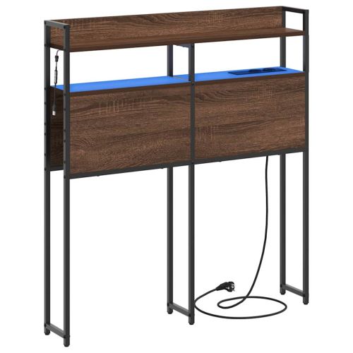 Облегалка за глава с рафт Кафяв дъб 80 cm Инженерно дърво