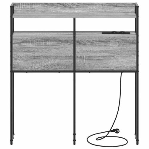 Облегалка за глава с рафт Сив сонома 90 cm Инженерно дърво