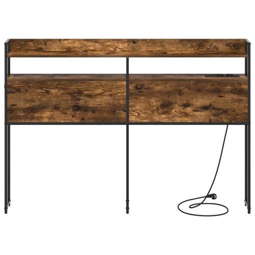 Облегалка за глава с рафт Опушен дъб 120 cm Инженерно дърво