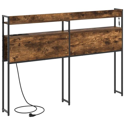 Облегалка за глава с рафт Опушен дъб 135 cm Инженерно дърво