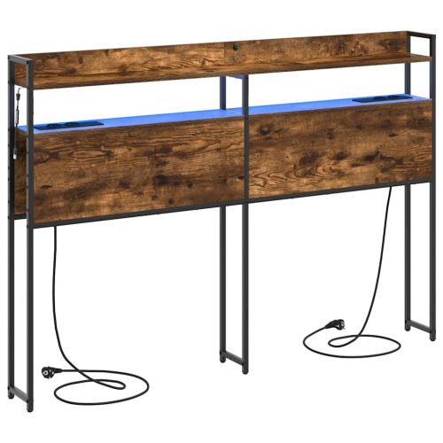 Облегалка за глава с рафт Опушен дъб 140 cm Инженерно дърво