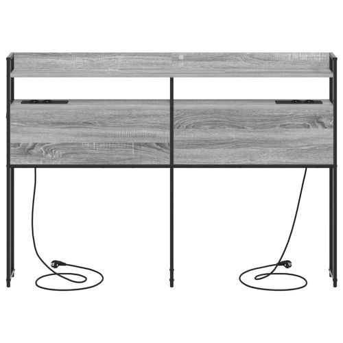 Облегалка за глава с рафт Сив сонома 140 cm Инженерно дърво