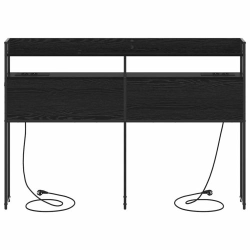 Облегалка за глава с рафт Черен дъб 160 cm Инженерно дърво