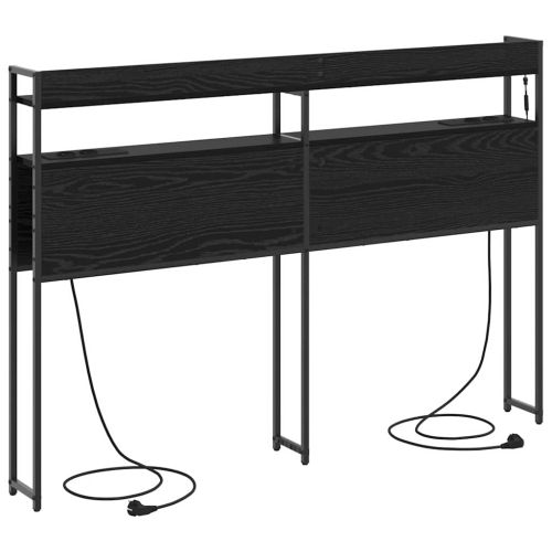 Облегалка за глава с рафт Черен дъб 160 cm Инженерно дърво