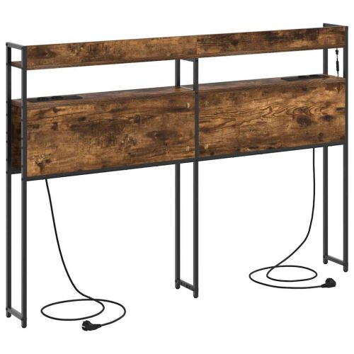 Облегалка за глава с рафт Опушен дъб 160 cm Инженерно дърво