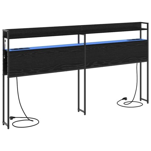 Облегалка за глава с рафт Черен дъб 180 cm Инженерно дърво