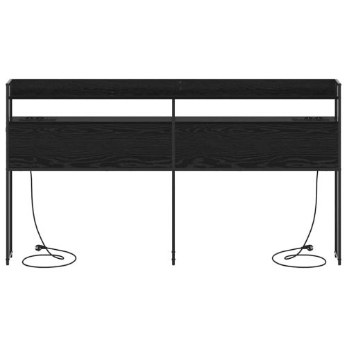 Облегалка за глава с рафт Черен дъб 180 cm Инженерно дърво