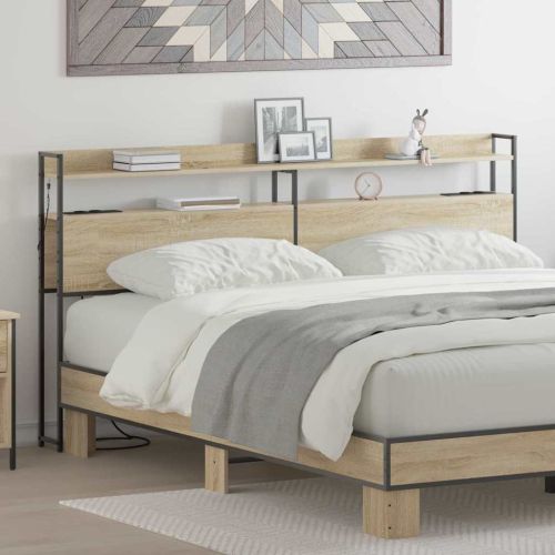 Облегалка за глава с рафт дъб сонома 180 cm Инженерно дърво