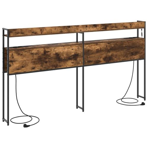 Облегалка за глава с рафт Опушен дъб 180 cm Инженерно дърво