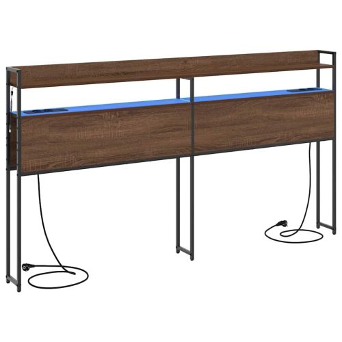 Облегалка за глава с рафт Кафяв дъб 180 cm Инженерно дърво