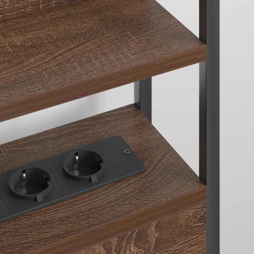 Облегалка за глава с рафт Кафяв дъб 200 cm Инженерно дърво