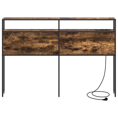 Табла за съхранение с рафт Опушен дъб 120 cm Инженерно дърво