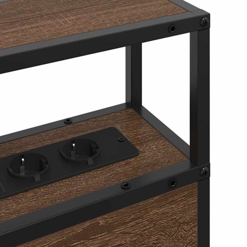 Табла за съхранение с рафт Кафяв дъб 135 cm Инженерно дърво