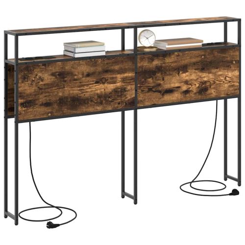 Табла за съхранение с рафт Опушен дъб 150 cm Инженерно дърво