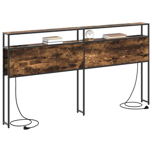 Табла за съхранение с рафт Опушен дъб 180 cm Инженерно дърво