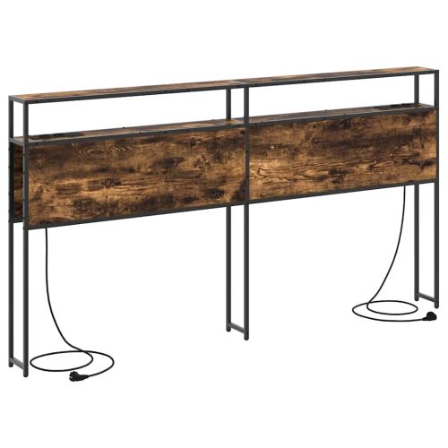 Табла за съхранение с рафт Опушен дъб 200 cm Инженерно дърво