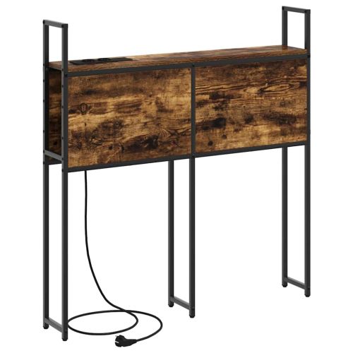 Табла за легло за съхранение с зарядна станция Опушен дъб 80 cm