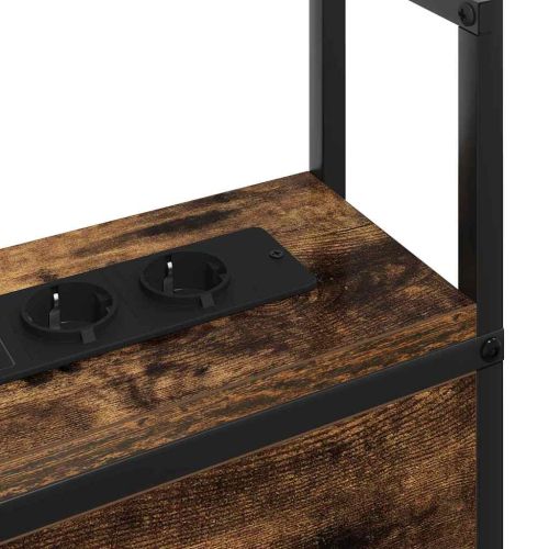 Табла за легло за съхранение с зарядна станция Опушен дъб 80 cm