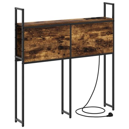 Табла за легло за съхранение с зарядна станция Опушен дъб 90 cm