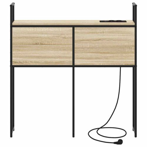 Табла за легло за съхранение с зарядна станция дъб сонома