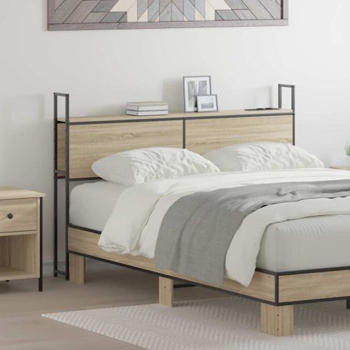 Табла за легло за съхранение с зарядна станция дъб сонома