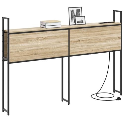 Табла за легло за съхранение с зарядна станция дъб сонома