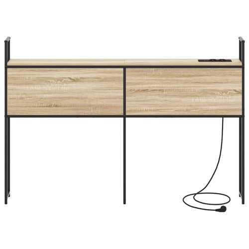 Табла за легло за съхранение с зарядна станция дъб сонома