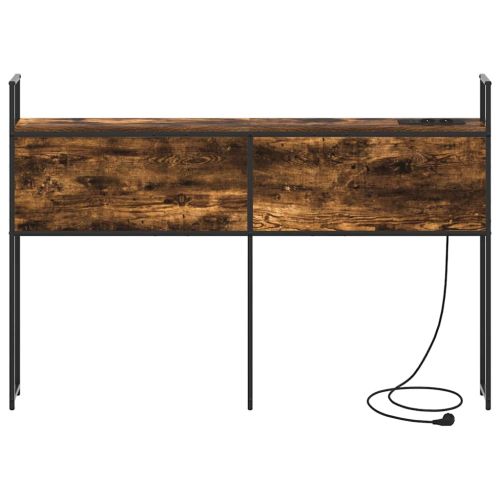 Табла за легло за съхранение с зарядна станция Опушен дъб