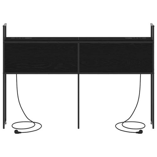 Табла за легло за съхранение с зарядна станция Черен дъб 140 cm