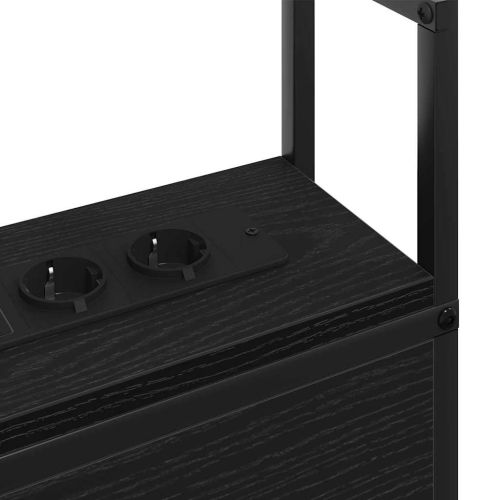 Табла за легло за съхранение с зарядна станция Черен дъб 150 cm