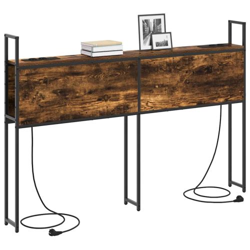 Табла за легло за съхранение с зарядна станция Опушен дъб