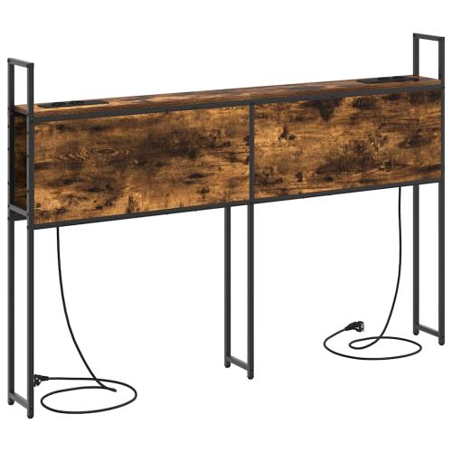 Табла за легло за съхранение с зарядна станция Опушен дъб