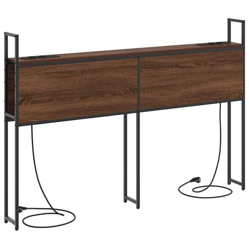 Табла за легло за съхранение с зарядна станция Кафяв дъб 150 cm